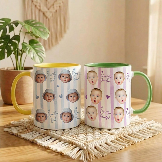 Custom Photo Baby Face Accent Mug Dad Fathers Day Gift Cup