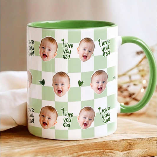 Custom Photo Baby Face Caro Accent Mug Dad Coffee Cup