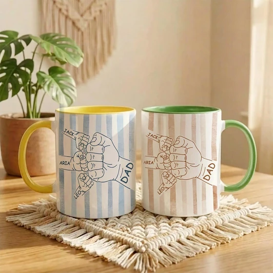 Custom Kids Names Accent Mug Personalized Dad Fathers Day Coffee Cup