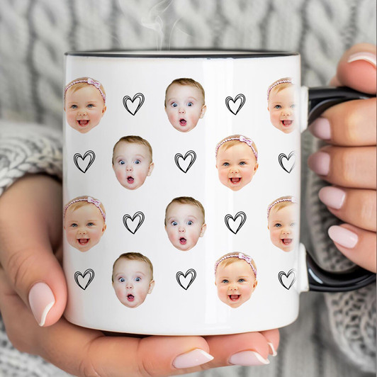Custom Baby Face Photo Heart Accent Mug Dad Fathers Day Gift