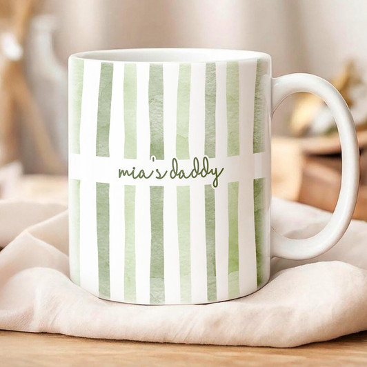 Custom Striped White Mug Personalized Dad Fathers Day Coffee Cup