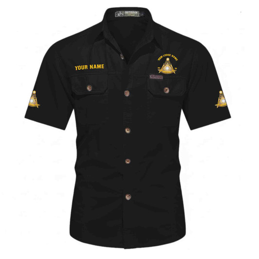 Personalized Name, Lodge and Number Past Master Mason Workwear Short Sleeve M-5XL
