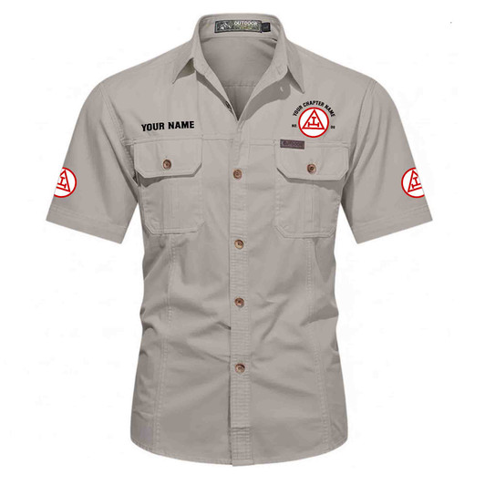 Customized Name, Chapter and Number York Rite Royal Arch Masonry Workwear Short Sleeve Shirt M-5XL