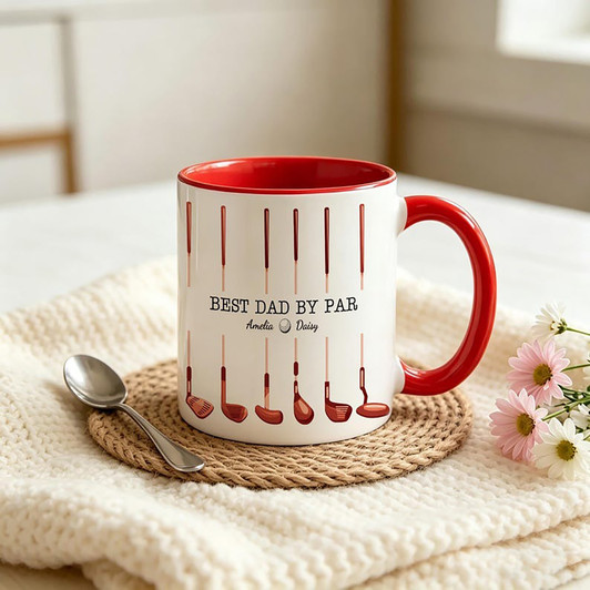 Custom Best Dad By Par Golf Accent Mug Fathers Day Gift