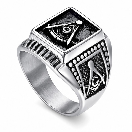 Freemasonry Master Mason Basic Silver Stainless Ring