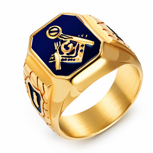 Freemason Masonic Square and Compass Stainless Steel Ring