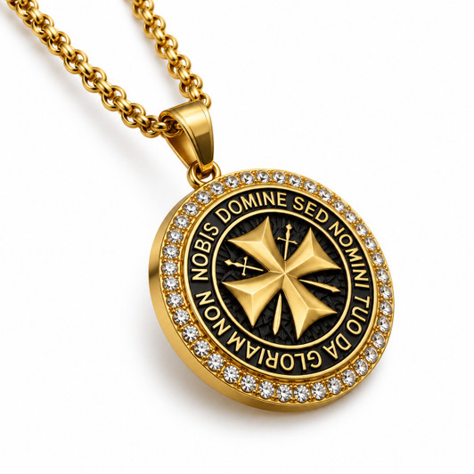 Knights Templar York Rite Rhinestone Pendant Necklace