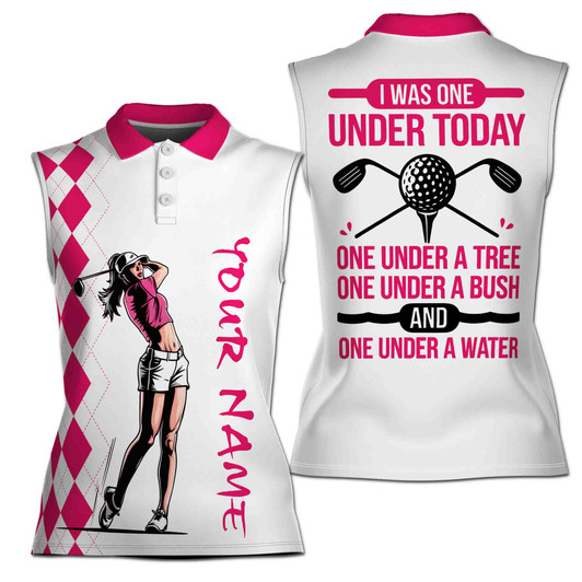 personalized-name-one-under-today-pink-golf-sleeveless-women's-polo-shirt-xs-4xl-1