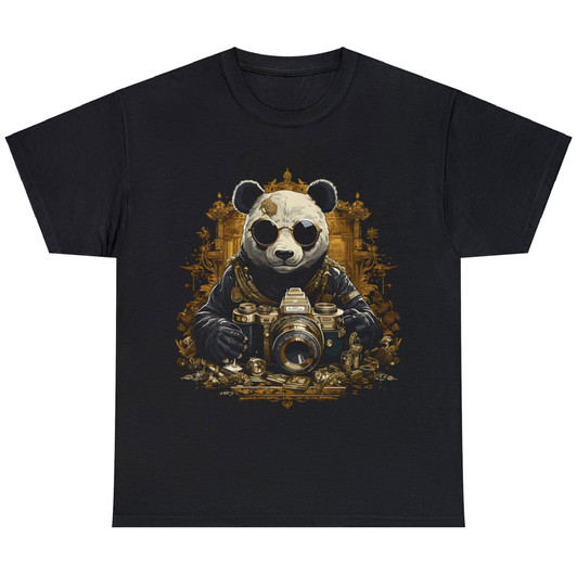 Panda Bear With Gold Plated Camera Unisex T-shirt