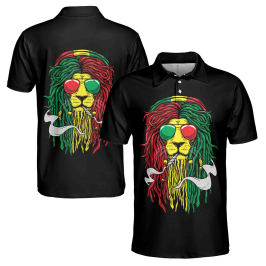 Jamaica Rasta Lion Patriotic Graphic Men's Polo Shirt S-5xl
