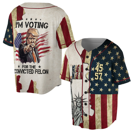 I'm Voting For The Convicted Felon TRUMP 2024 Baseball Jersey S-5XL