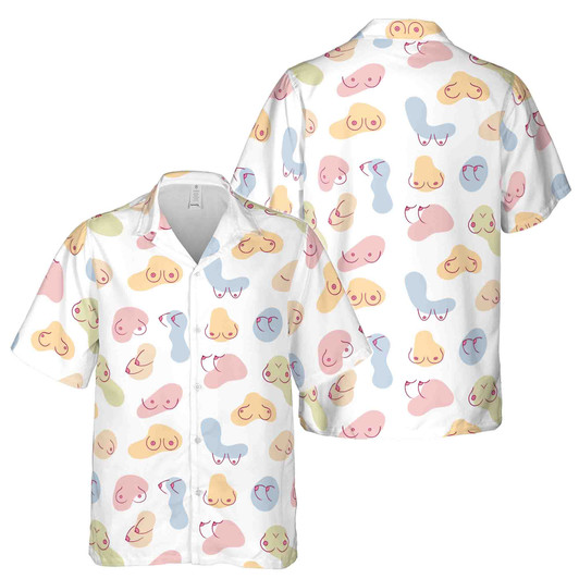 Funny Ladies Chest Pastel Hawaiian Shirt Size S-5XL for Men and Women