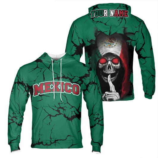Customize Name Aztec Mexican Skull Green 3D Hoodie Size S-5XL