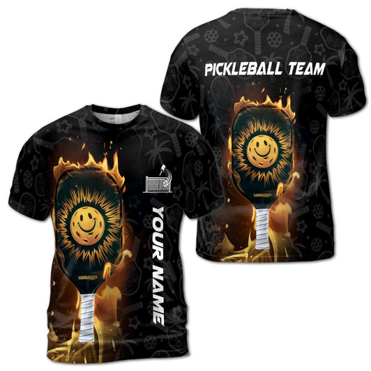 Customized Name Team Funny Pickleball Paddle Pattern 3D T-Shirt S-5XL
