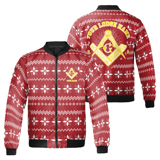 Personalized Freemasonry It's Winter Time Masonic Red Bomber Jacket S-5XL