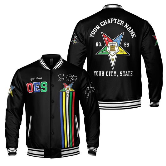 Personalized OES Pentagon Down Order of Eastern Star Sistar Varsity Jacket S-5XL