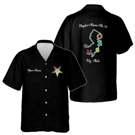 Customized OES Order of the Eastern Star With State Map Line Hawaiian Shirt S-5XL