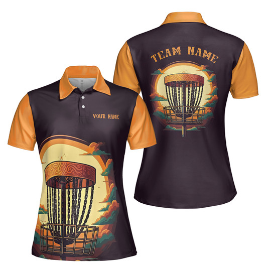 Custom Name Disc Golf Team Name Ancient Pattern Women's Polo Shirt S-5XL