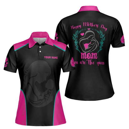 Custom Name Mom You Are The Queen Black Pink Women's Polo Shirt S-5XL, For Mom