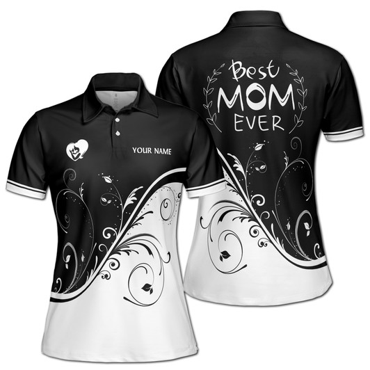 Custom Name Mom Best Mom Ever Black White Women's Polo Shirt S-5XL, For Mom