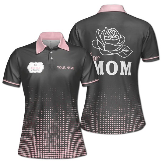 Custom Name Mom Best Mother In The World Black Pink Women's Polo Shirt S-5XL