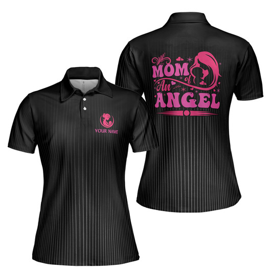 Custom Name Mom Of An Angel Baby Black Women's Polo Shirt S-5XL