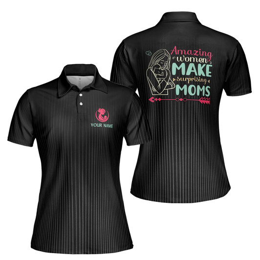 Custom Name Mom Amazing Women Make Black Women's Polo Shirt S-5XL