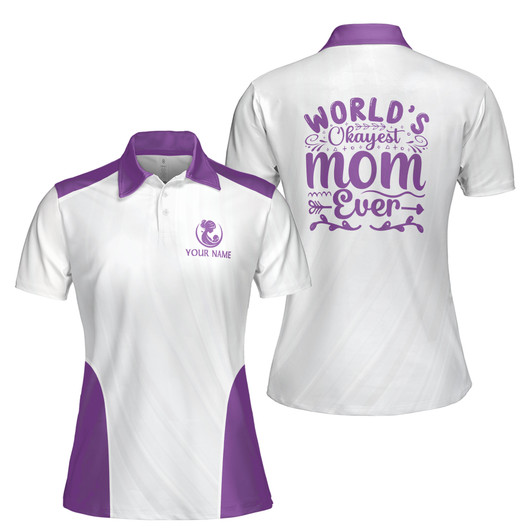Custom Name World Okayest Mom Ever Arrow White Women's Polo Shirt S-5XL, For Mom