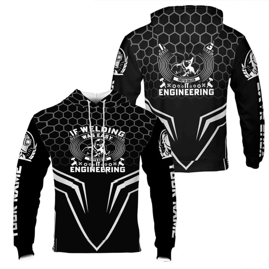 Custom Name Welder If Welding Was Easy Hexagon Pattern Black White Hoodie S-5XL