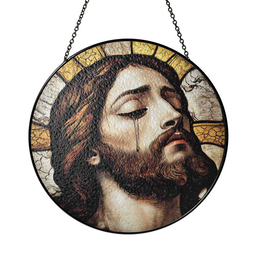 Jesus's Tear God's Crying Stained Glass Suncatcher, Window Hanging Gift for Christians