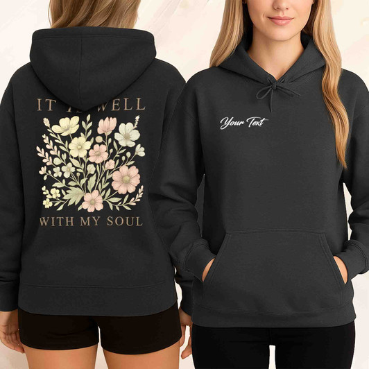 It Is Well With My Soul Vintage Floral Bible Verse, Retro Christian Faith Hoodie, Gift for Women, Hoodie