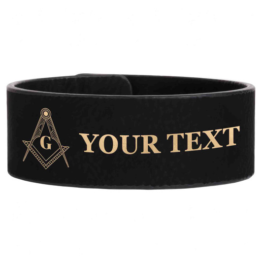 Custom Masonic Lines Marking Symbol Freemason Lodge Gift Engraved Leatherette Cuff Wristband