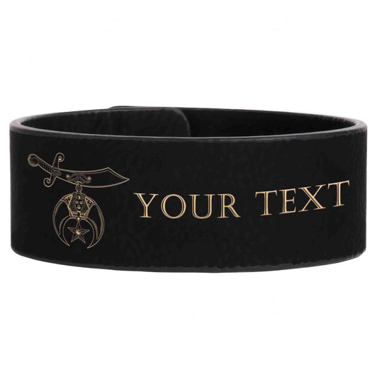 Custom Shriners International Symbol Freemason Temple Gift Engraved Leatherette Cuff Wristband