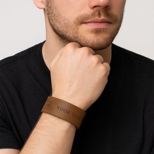 Custom Shriners International Symbol Freemason Temple Gift Engraved Leatherette Cuff Wristband