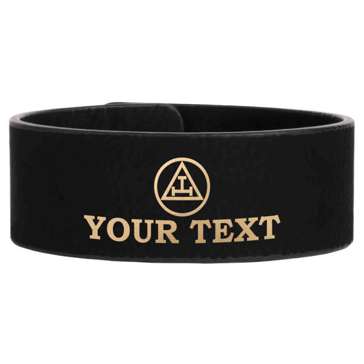 Custom Holy Royal Arch Triple Tau Symbol Chapter Gift Engraved Leatherette Cuff Wristband