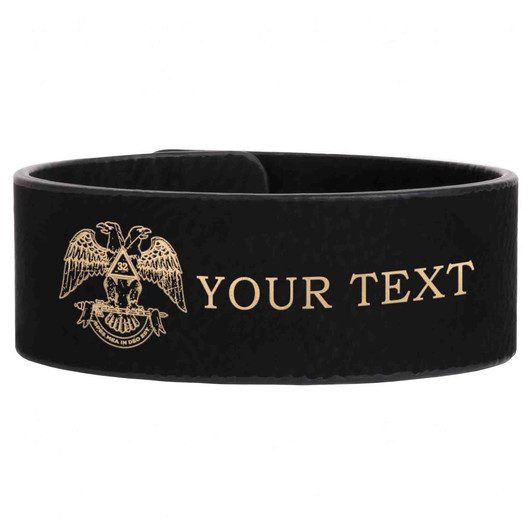 Custom Wing Down Rite of Scottish 32nd Symbol Lodge Gift Engraved Leatherette Cuff Wristband