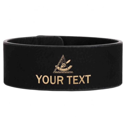 Custom Past Leader Symbol Cryptic Council Masonic Gift Engraved Leatherette Cuff Wristband