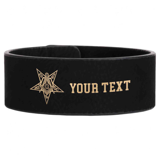 Custom OES Worthy Patron Masonic Symbol Chapter Gift Engraved Leatherette Cuff Wristband