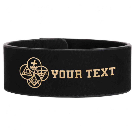 Custom York Rite Symbol Masonic Gift Engraved Leatherette Cuff Wristband