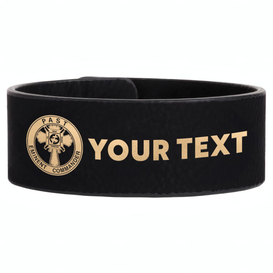 Custom Knights Templar Past Eminent Commander Symbol Freemason Commandery Gift Engraved Leatherette Cuff Wristband