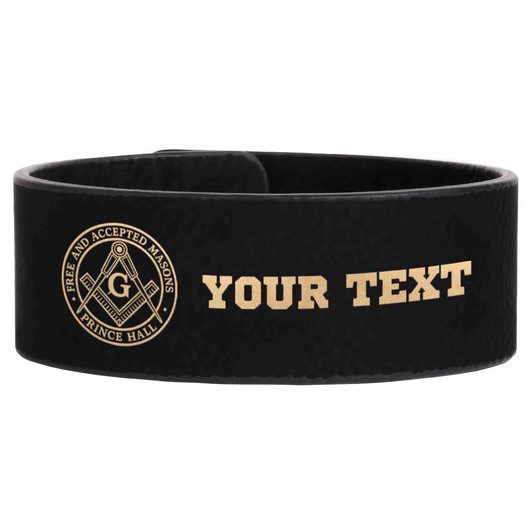 Custom Prince Hall Free And Accepted Masons Engraved Leatherette Cuff Wristband