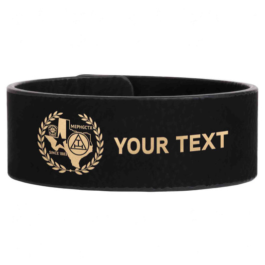 Custom MEPHGCTX Royal Arch Masons of Texas Engraved Leatherette Cuff Wristband