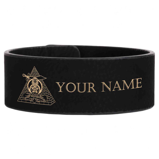 Custom Shriners Past Potentate Symbol Engraved Leatherette Cuff Wristband