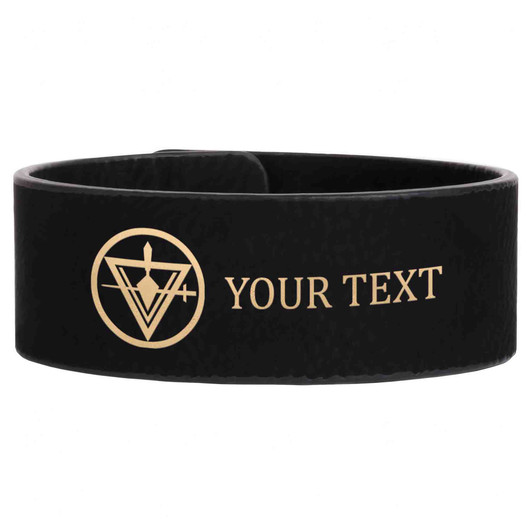 Custom Council The Cryptic Select Master Symbol Freemason Gift Engraved Leatherette Cuff Wristband