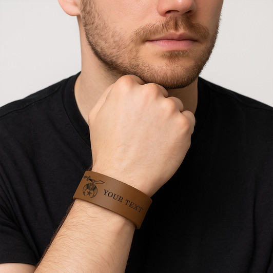 Custom Daughters Of Sphinx Bold Symbol Engraved Leatherette Cuff Wristband