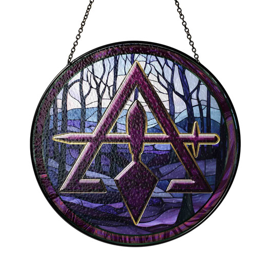 Freemason Quiet Forest Cryptic Council Symbol Purple Stained Glass Suncatcher