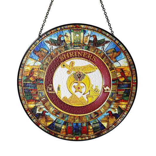 Shriners Symbol Freemason Ancient Egyptian Pattern Colorful Stained Glass Suncatcher