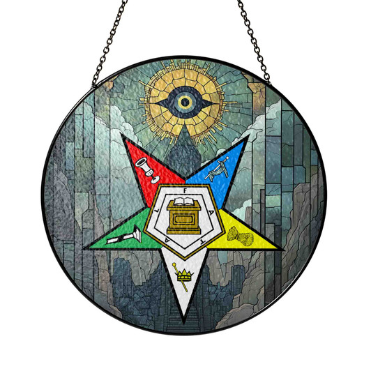 All Seeing Eye Temple OES Symbol Colorful Stained Glass Suncatcher