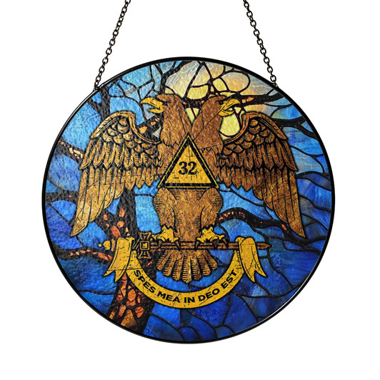 Tree Branches Sun Wings Down Rite Of Scottish 32 Degree Stained Glass Suncatcher