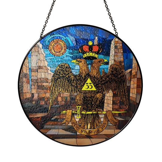 Stone Ruins Wings Down Scottish Rite 33rd Masonic Suncatcher